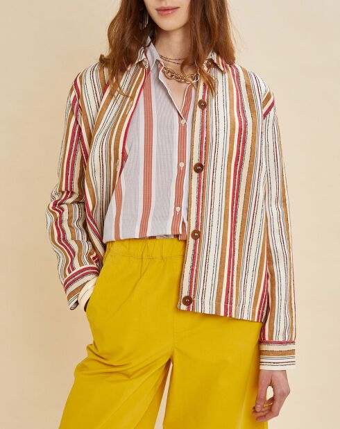 Veste en Lin mélangé Veggie à rayures rouge