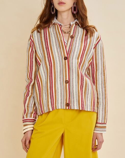 Veste en Lin mélangé Veggie à rayures rouge