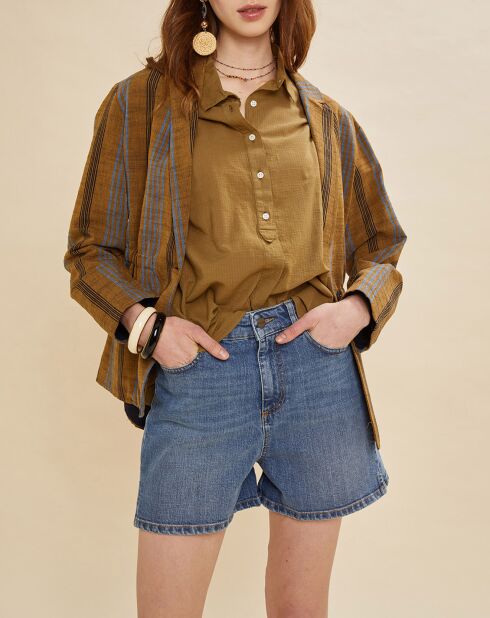 Veste en Coton & Lin Uma à rayures ocre foncé