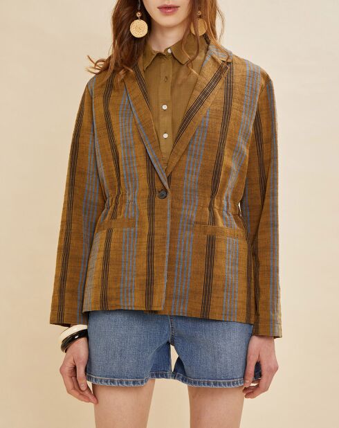Veste en Coton & Lin Uma à rayures ocre foncé