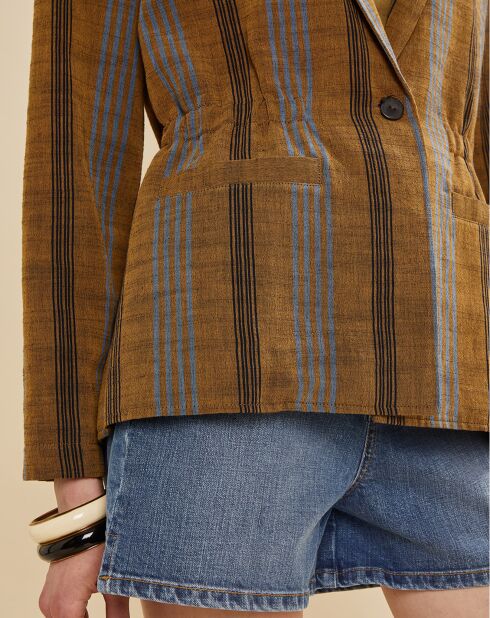 Veste en Coton & Lin Uma à rayures ocre foncé