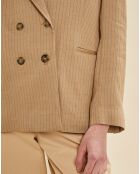 Veste en Lin mélangé Vienne rayée beige