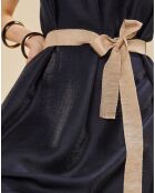 Robe brillante en Lin mélangé Nahla marine