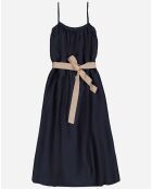 Robe brillante en Lin mélangé Nahla marine