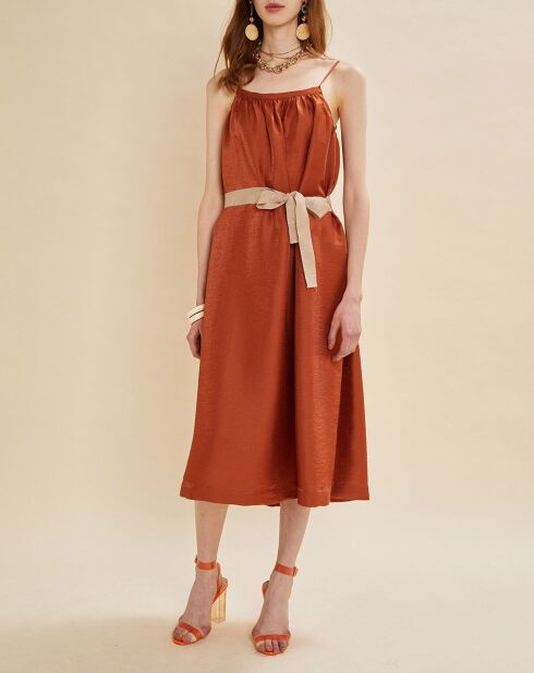 Nahla terra jurk met glitterprint van linnenmix