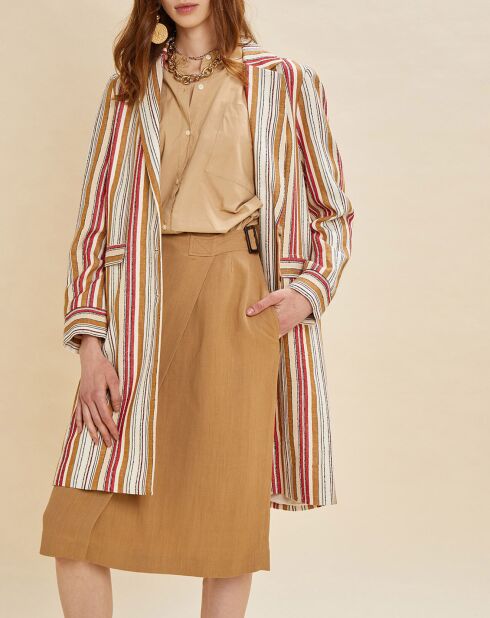 Beiger Rock aus Leinenmischung Jackie