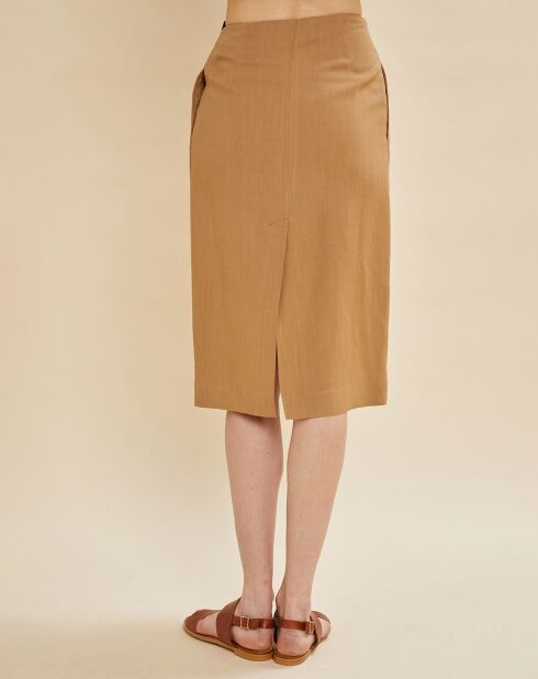 Beiger Rock aus Leinenmischung Jackie