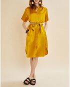 Robe satinée en Lin mélangé Maeva jaune doré