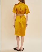 Robe satinée en Lin mélangé Maeva jaune doré