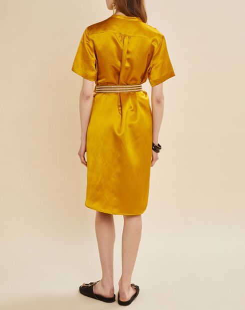 Robe satinée en Lin mélangé Maeva jaune doré