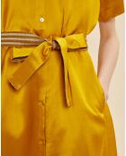 Robe satinée en Lin mélangé Maeva jaune doré