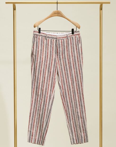 Priscille gestreepte broek met aarde/ecru