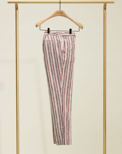 Priscille gestreepte broek met aarde/ecru