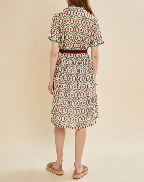 Mathis Kleid aus Baumwolle und Seide bedruckt burgunderrot/schwarz/ecru