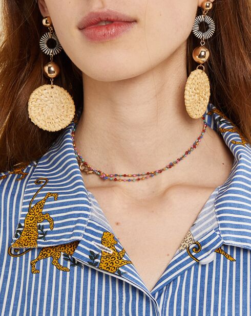 Blauwe jumpsuit met print Leo