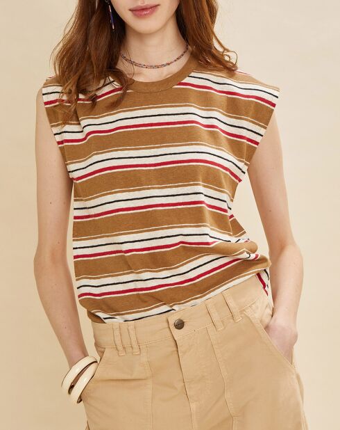 T-Shirt en Lin & Coton Fanny camel