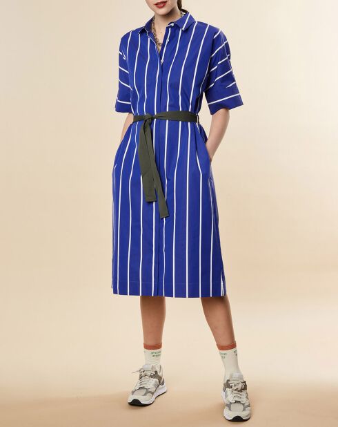 Hemdkleid Melba aus Baumwolle mit königsblauen Streifen