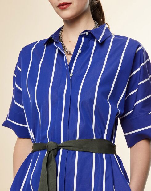 Hemdkleid Melba aus Baumwolle mit königsblauen Streifen