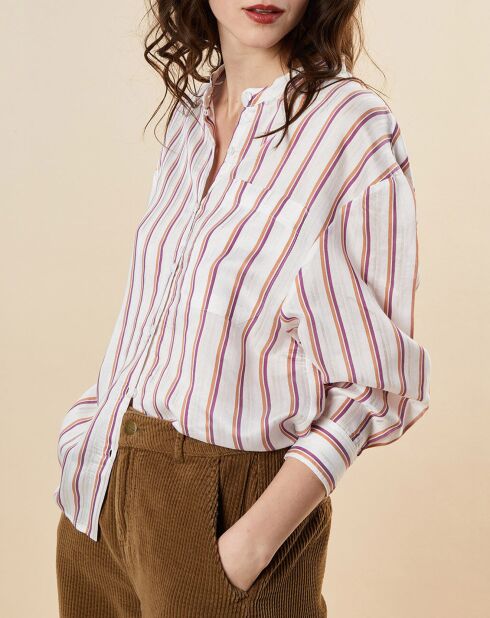 Benoit overhemd van roze/witte zijdemix