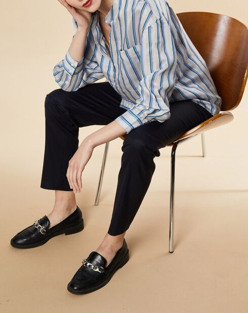 Benoit Hemd aus Seidenmischung in Grün/Blau