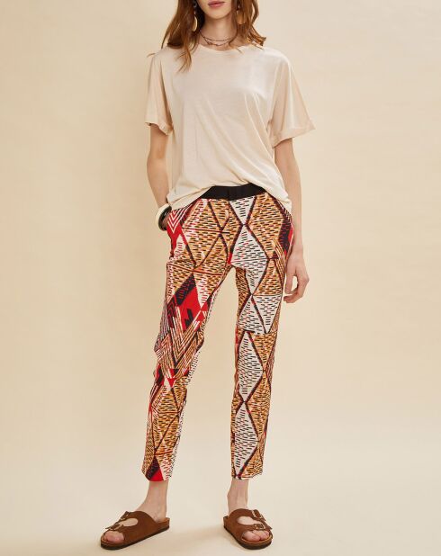 Pantalon Priscille imprimé rouge/multicolore