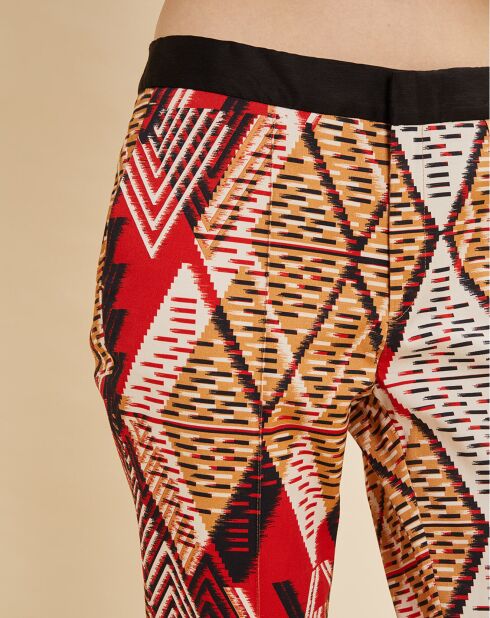Pantalon Priscille imprimé rouge/multicolore