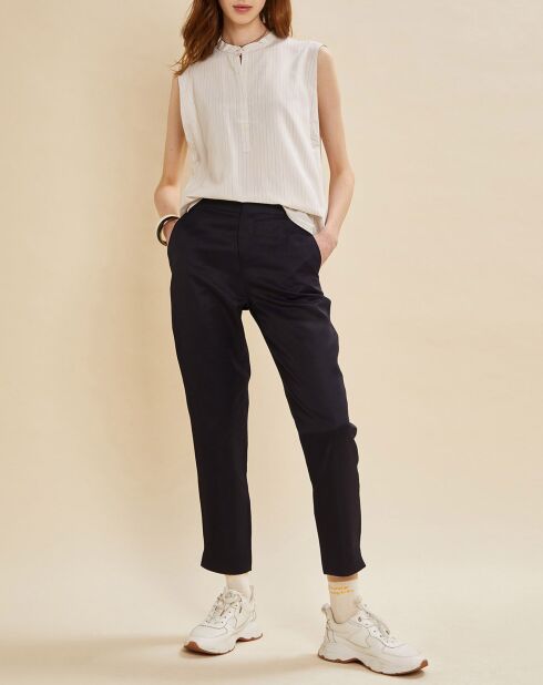 Pantalon en Lin mélangé Pol bleu marine