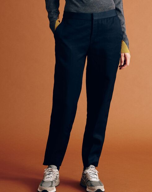 Pantalon en Lin mélangé Pol bleu marine