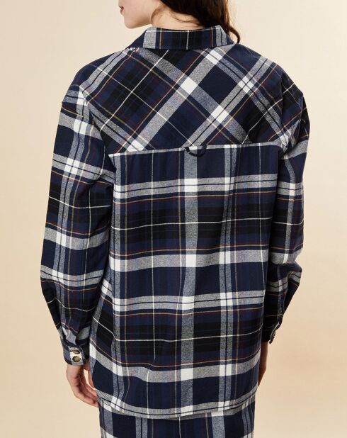 Sobrecamisa Damien en mezcla de algodón con cuadros azul marino