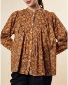 Blouse ample Alba en Voile de Coton imprimée ocre