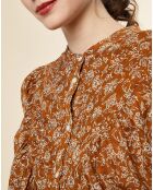 Blouse ample Alba en Voile de Coton imprimée ocre