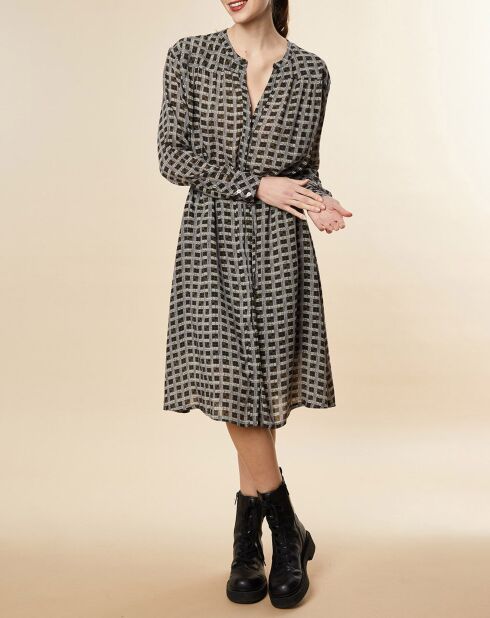 Bedrucktes Midikleid aus Nectar-Voile in Khaki/Beige