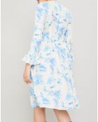 Robe 100% Soie Toile de Jouy marine