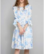 Robe 100% Soie Toile de Jouy marine