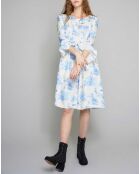 Robe 100% Soie Toile de Jouy marine