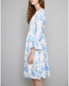 Robe 100% Soie Toile de Jouy marine