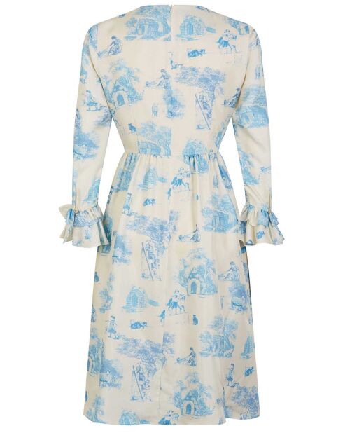 Robe 100% Soie Toile de Jouy marine