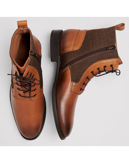 Bottines en Cuir Serpent cognac