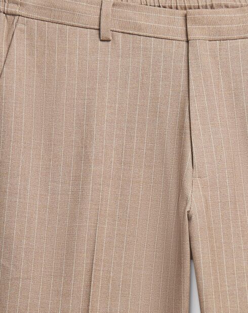 Pantalon slim Blyam rayé beige taupe