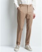 Pantalon slim Blyam rayé beige taupe