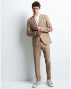 Pantalon slim Blyam rayé beige taupe