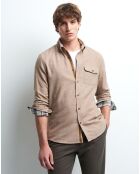Chemise slim Clanelo faux-uni humus