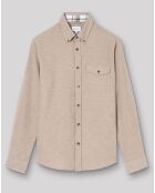 Chemise slim Clanelo faux-uni humus