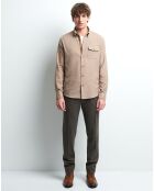 Chemise slim Clanelo faux-uni humus