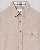 Chemise slim Clanelo faux-uni humus