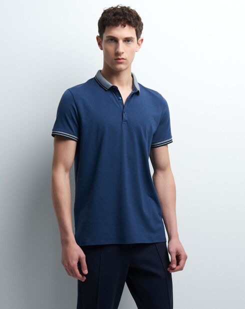 Polo slim Tfeta bleu indigo
