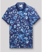 Polo slim Tgraphic à fleurs bleu indigo