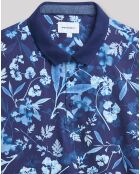 Polo slim Tgraphic à fleurs bleu indigo