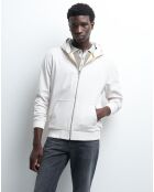Sweat à capuche zippé Tvelours blanc neige
