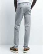 Pantalon chino slim Mchine gris chiné clair